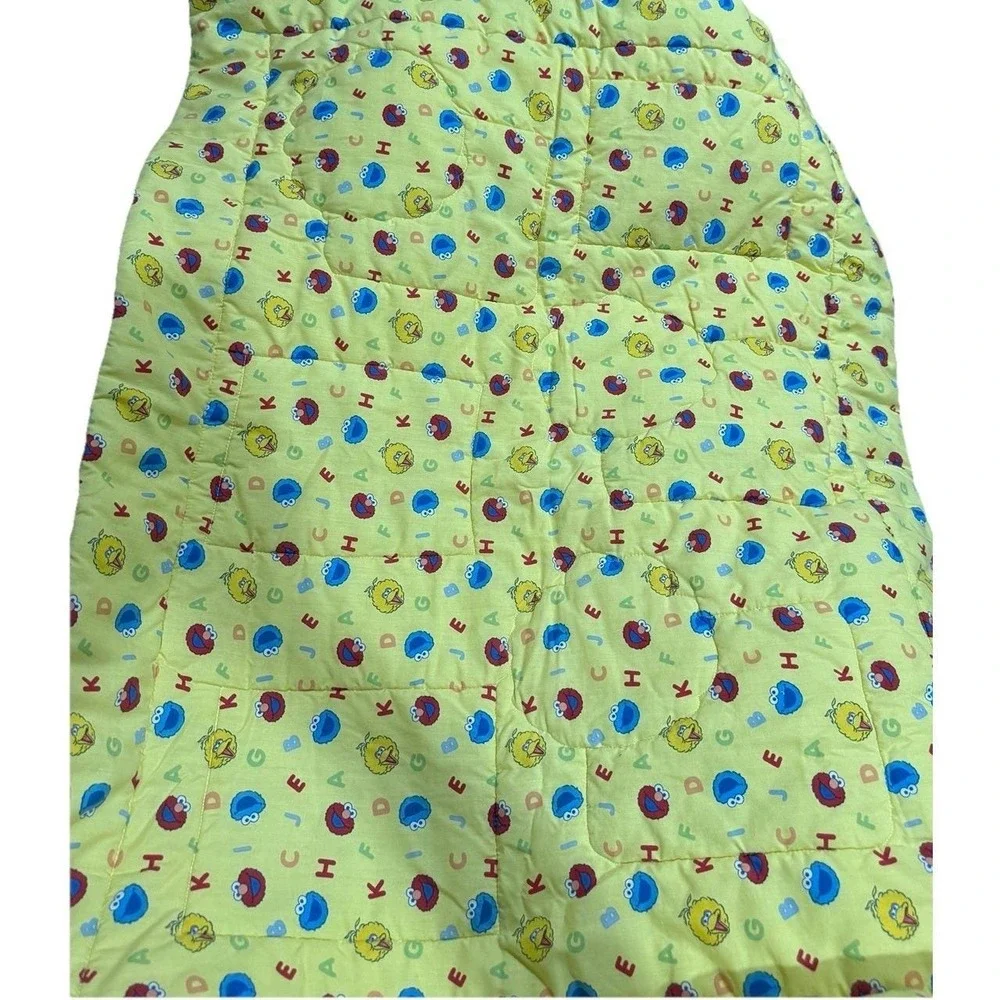 Vintage Big Bird Baby Crib Blanket  Sesame Street Cookie Monster Elmo Fuzzy Face